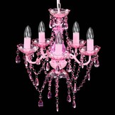Roze Kristallen Plafondlamp met 5xE14 Fitting - 34% Korting