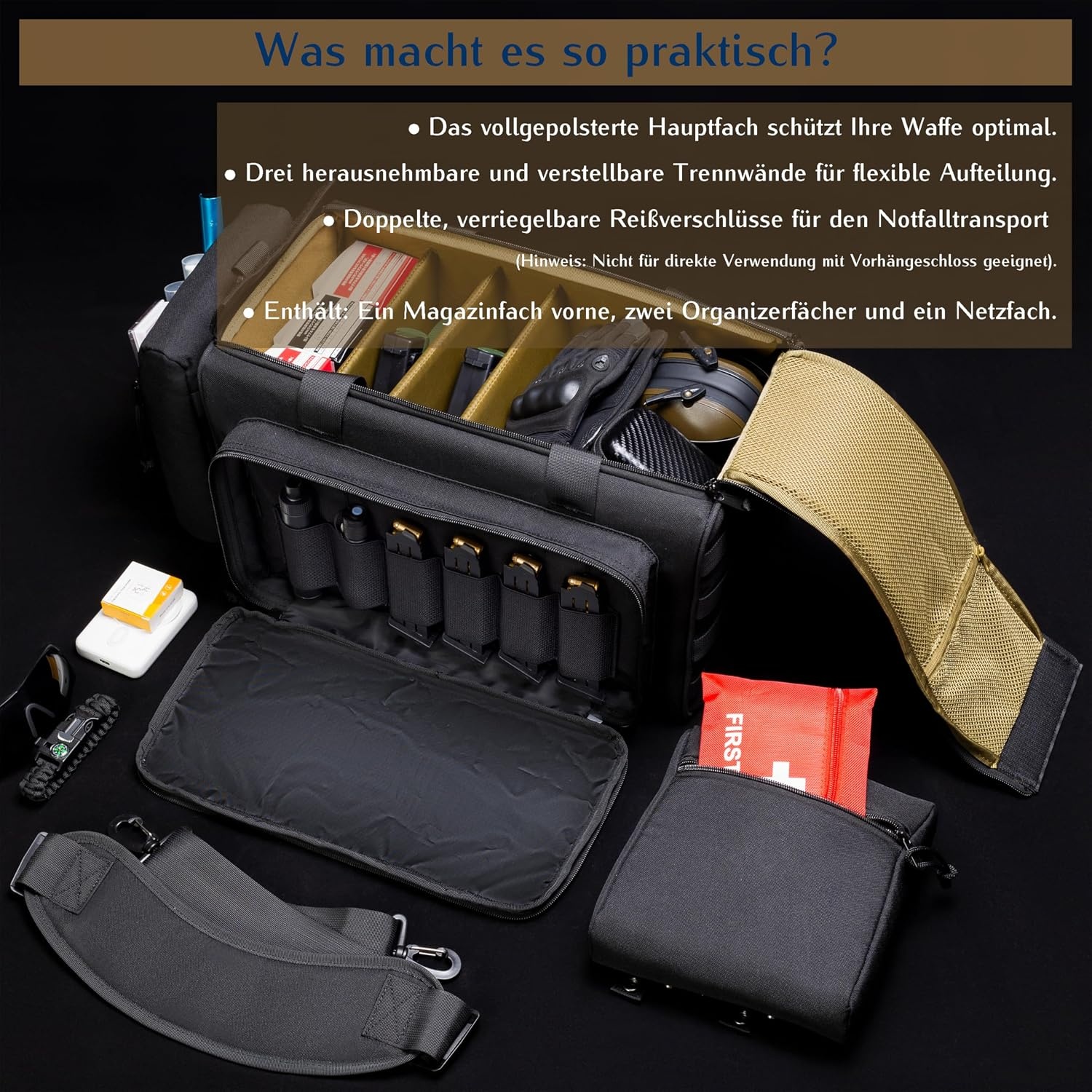 Tactische Range Bag - 24L Zwart - Ideaal voor Schietbaan