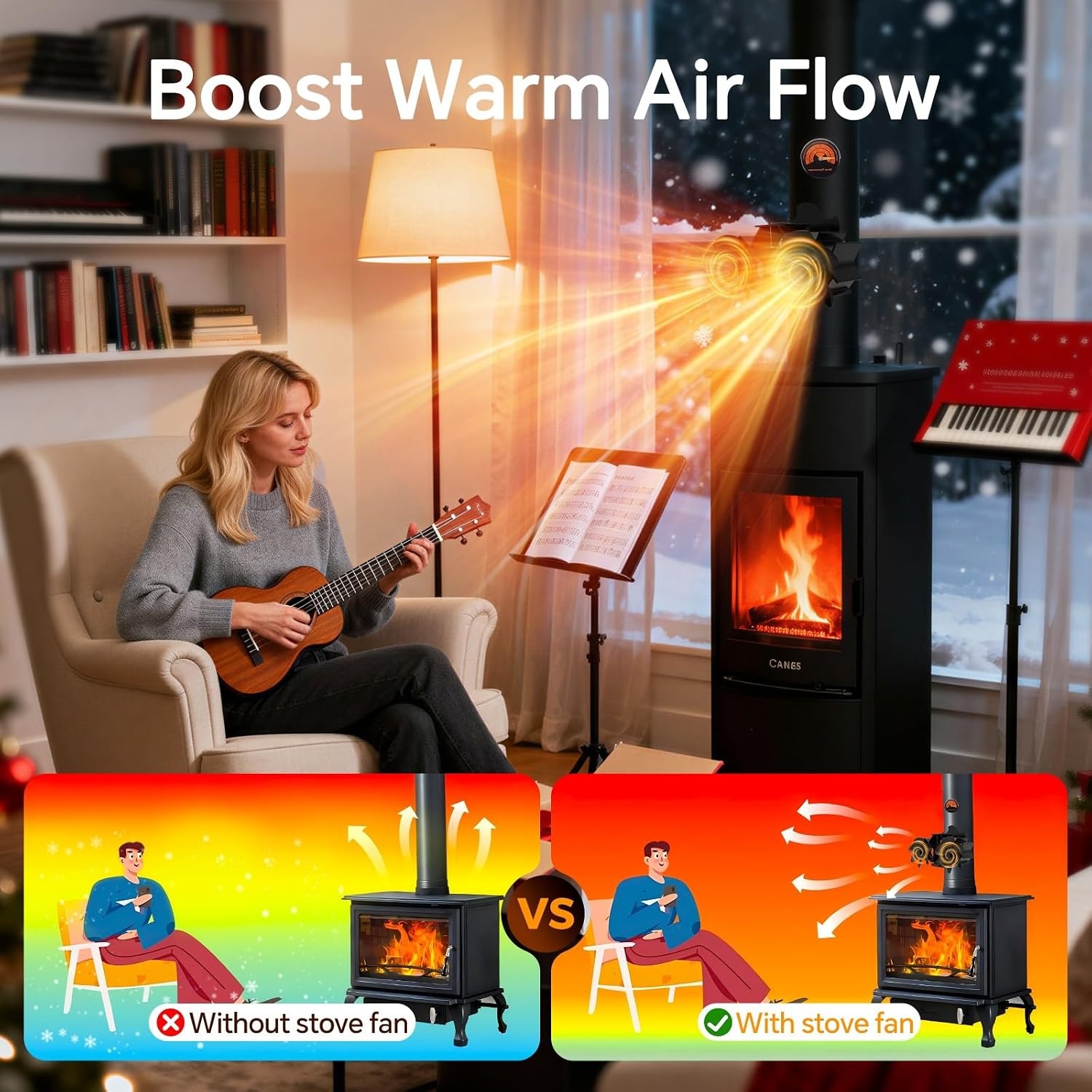 Kachelventilator 12 Bladen Zwart 23cm Geruisloos <25dB - 57% Korting