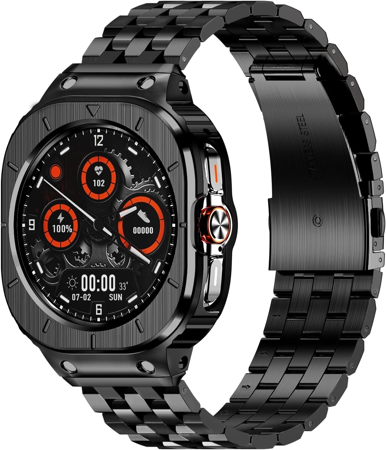 RVS Horlogeband met Case Zwart voor Samsung Galaxy Watch Ultra 47 mm - 59% Korting