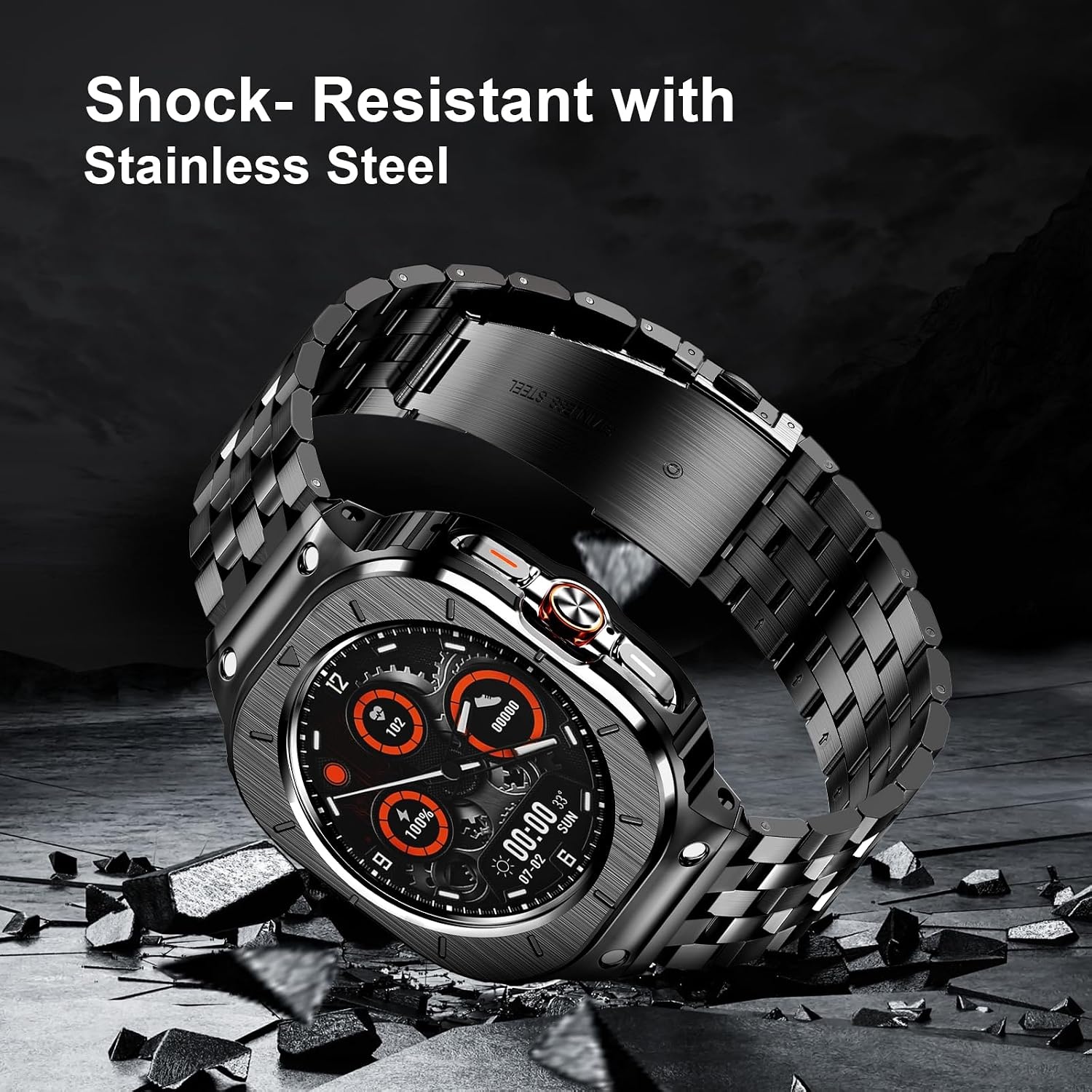 RVS Horlogeband met Case Zwart voor Samsung Galaxy Watch Ultra 47 mm - 59% Korting