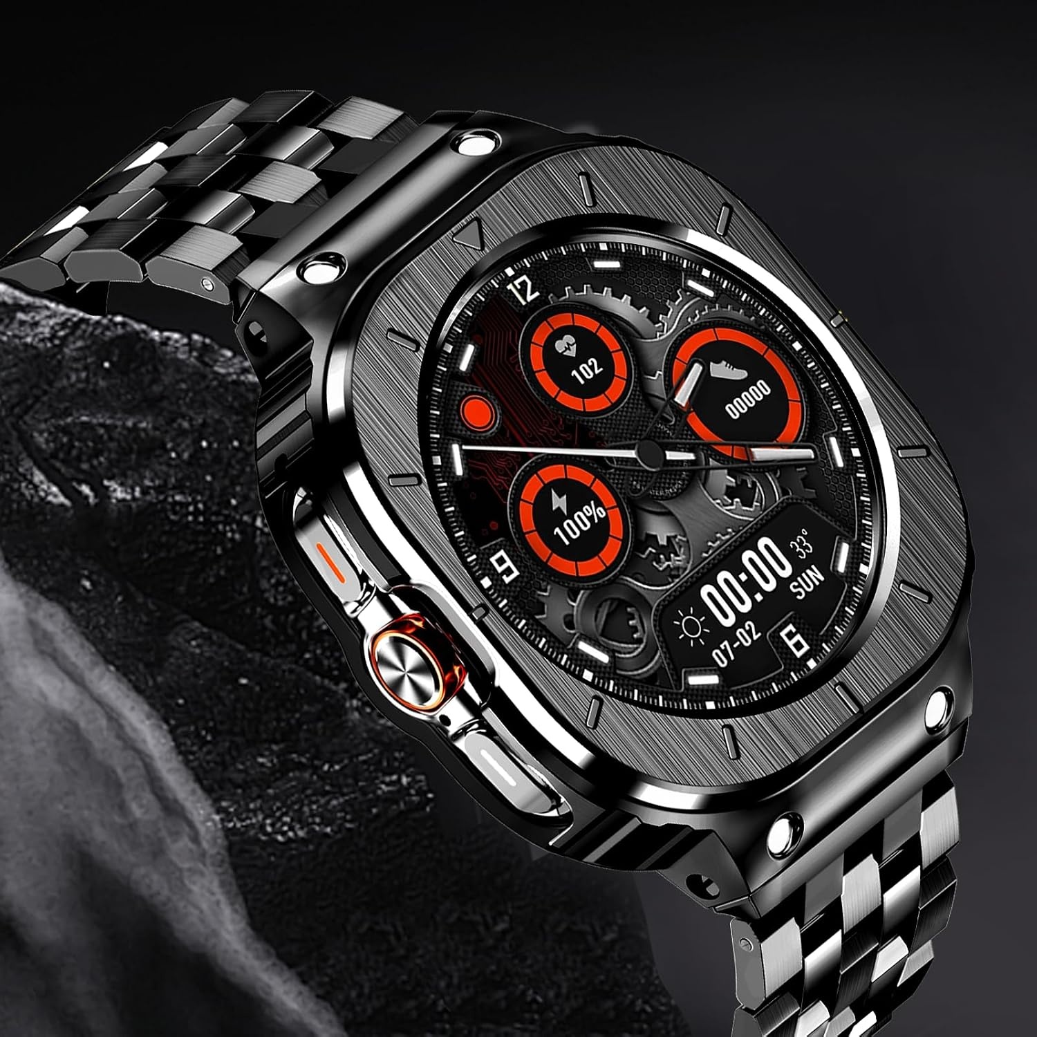 RVS Horlogeband met Case Zwart voor Samsung Galaxy Watch Ultra 47 mm - 59% Korting
