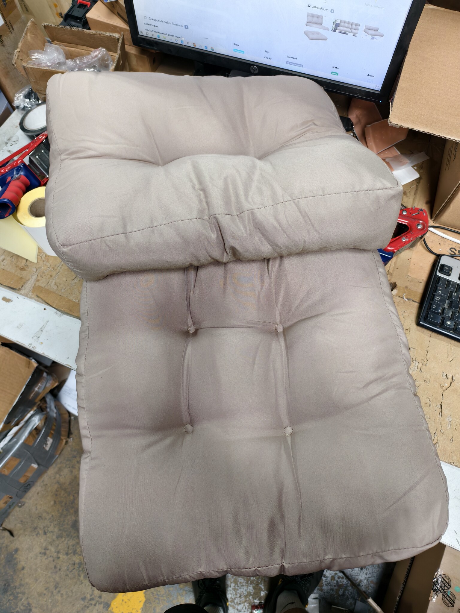 Palletkussens Taupe (2-delig) - 73% Korting