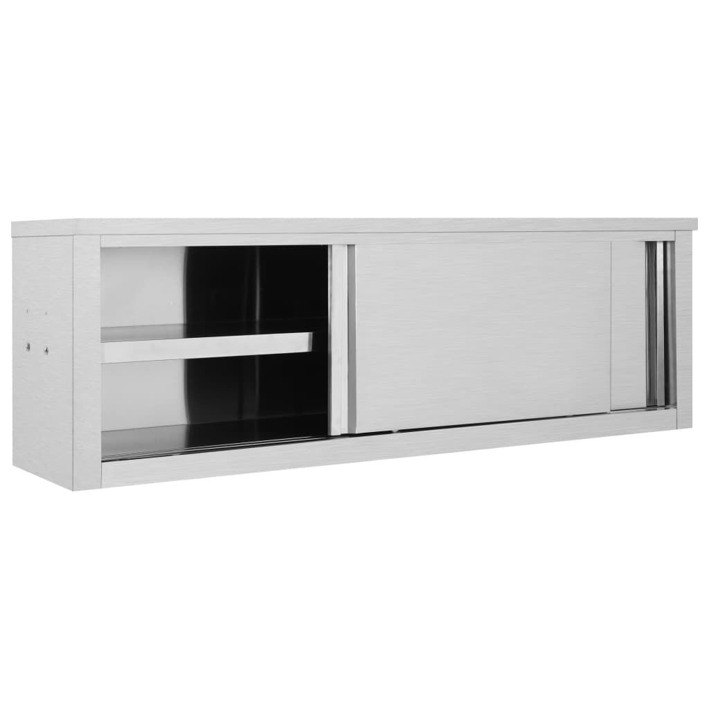 vidaXL Keukenwandkast met schuifdeuren 150x40x50 cm roestvrij staal