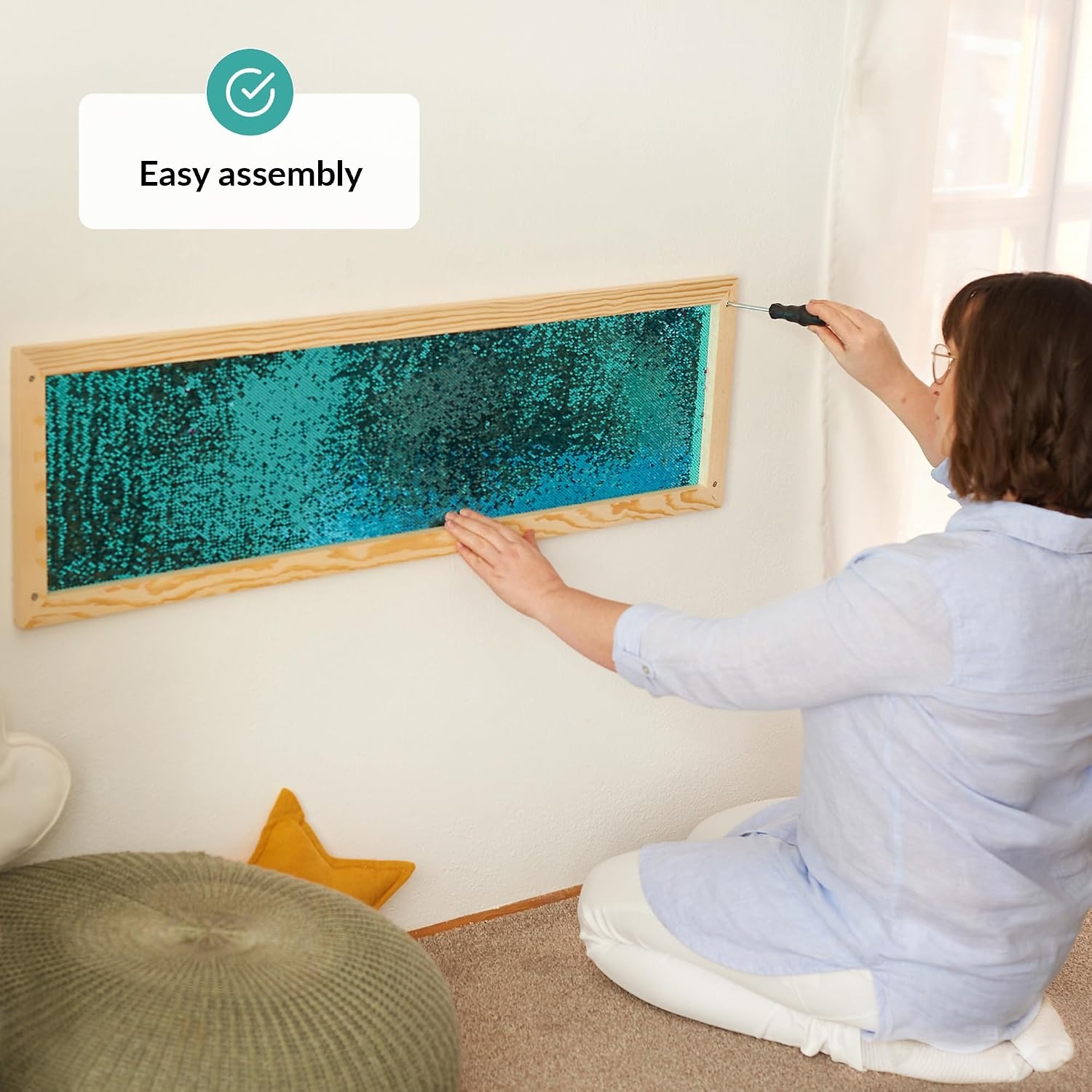 Sensory Wall | Sensorische Muur Pailletten Flip-Stof voor Kinderen | Sensorische Muur met Paillettenstof | Omkeerbare Paillettenstof | Sensorisch Wandpaneel | Omkeerbare Paillettenstof - Maat Big