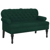 Bankje met rugleuning fluweel donkergroen - 35% Korting!