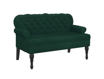 Bankje met rugleuning fluweel donkergroen - 35% Korting!