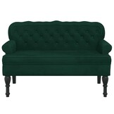Bankje met rugleuning fluweel donkergroen - 35% Korting!