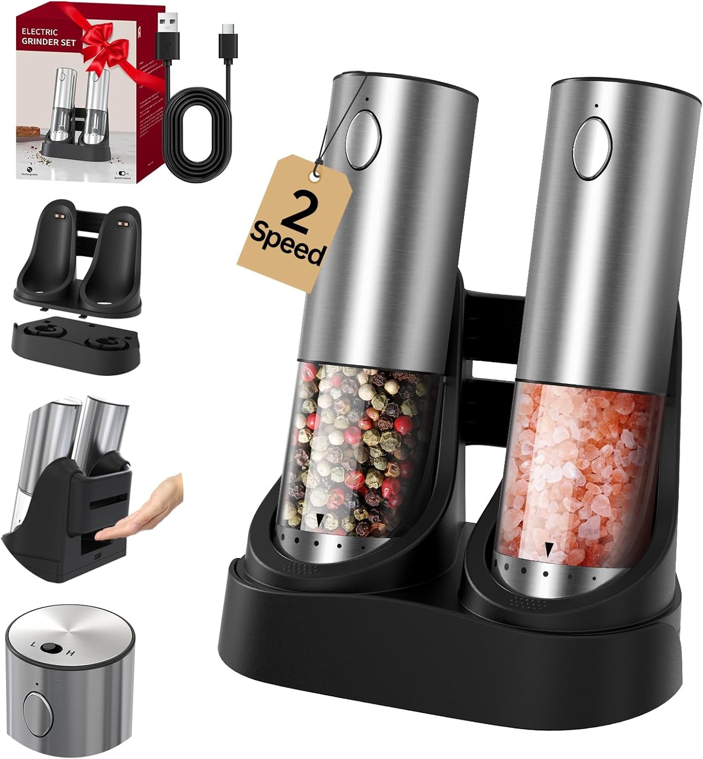 CIRCLE JOY Oplaadbare zout- en pepermolen set KYMQ-S32C-HO52