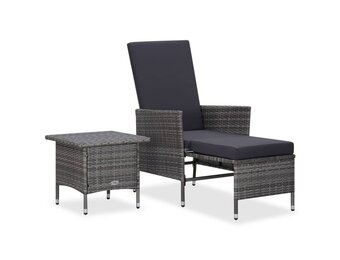 vidaXL 2-delige Loungeset met kussens poly rattan grijs