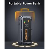 Auto-starthulp, 12 V starthulp accupack met 3-modus led-zaklamp, snellaad-smart-clip, praktisch en compact, perfect voor motorfietsen, auto's, SUV's en campers