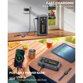 Auto-starthulp, 12 V starthulp accupack met 3-modus led-zaklamp, snellaad-smart-clip, praktisch en compact, perfect voor motorfietsen, auto's, SUV's en campers