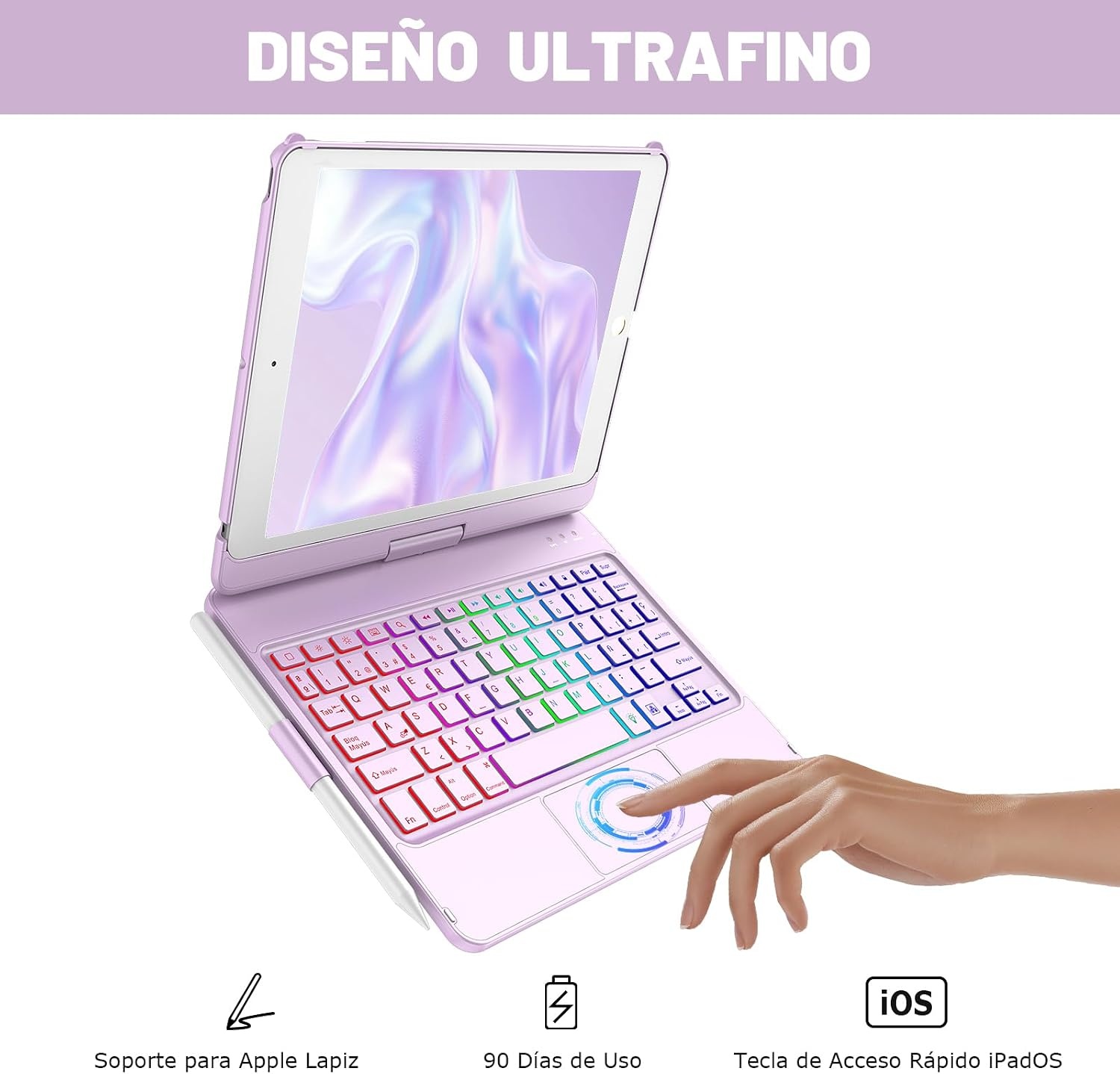 Toetsenbordhoes voor iPad 10.2 inch (9e/8e/7e Generatie) met 360° Draaibaar Touchpad en Potloodhouder