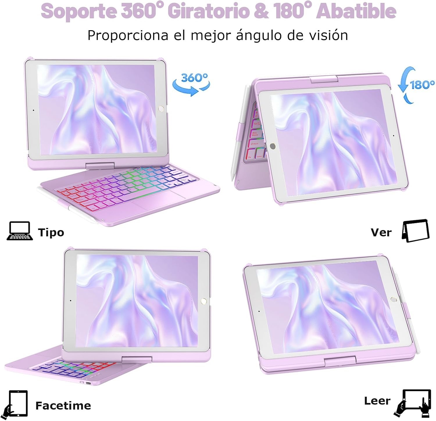Toetsenbordhoes voor iPad 10.2 inch (9e/8e/7e Generatie) met 360° Draaibaar Touchpad en Potloodhouder