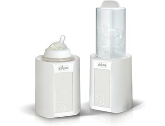 Chicco Babyvoedselverwarmer en flessenwarmer voor pasgeborenen, 2-in-1, timer- en ontdooifunctie, sterilisatiefunctie, ook voor glazen en moedermelk, multifunctioneel, wit