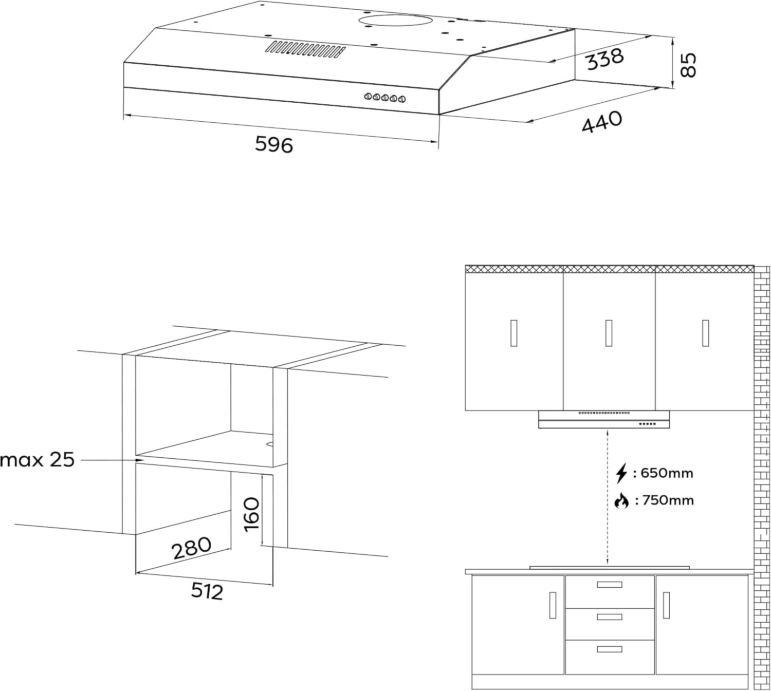 Afzuigkap RVS 60 cm Onderbouw - 49% Korting