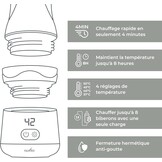 Nuvita 1162 Universele draagbare babyflesverwarmer, snel verwarmen en warmte-isolatie, 4 temperatuurniveaus, hermetische anti-druppelsluiting, laadt tot 8 flessen op, groen (Sage Green)