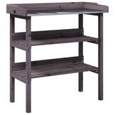 vidaXL Plantentafel met schappen 78x38x82,5 cm vurenhout grijs