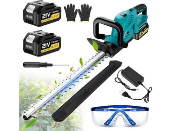 Lange heggenschaar, accu-grasschaar en struikschaar met 2 x 4,0 Ah batterijen, elektrische heggenschaar, borstelloze motor voor tuin