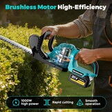 Lange heggenschaar, accu-grasschaar en struikschaar met 2 x 4,0 Ah batterijen, elektrische heggenschaar, borstelloze motor voor tuin