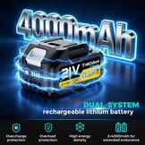 Lange heggenschaar, accu-grasschaar en struikschaar met 2 x 4,0 Ah batterijen, elektrische heggenschaar, borstelloze motor voor tuin