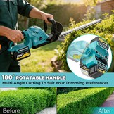 Lange heggenschaar, accu-grasschaar en struikschaar met 2 x 4,0 Ah batterijen, elektrische heggenschaar, borstelloze motor voor tuin