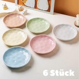 Keramische voerbakken voor katten, 6-delige set, pastelkleuren, platte kommen