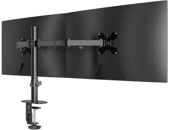 Pholiten Dubbele Monitorbeugel voor 13-27 Inch LED LCD-schermen, 2 monitorbeugels in hoogte verstelbaar, 360° draaibaar en 180° roteerbaar, VESA 75/100 mm tot 10 kg, dubbele monitorarm (MD97442)