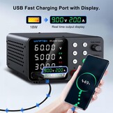 Laboratoriumvoeding 60 V 5 A Laboratoriumnetspanning met 3-geheugen en vergrendelingssleutel, regelbare voeding met OCP-beveiliging/uitgangen/USB-snelladen / 4-cijferige LED-display