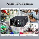 Laboratoriumvoeding 60 V 5 A Laboratoriumnetspanning met 3-geheugen en vergrendelingssleutel, regelbare voeding met OCP-beveiliging/uitgangen/USB-snelladen / 4-cijferige LED-display