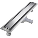 Shower Drain 90 cm, Tilable Shower Channel, Extra Flat, Stainless Steel Floor Drain Complete Set with 360° Siphon Hair Strainer