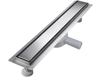 Shower Drain 90 cm, Tilable Shower Channel, Extra Flat, Stainless Steel Floor Drain Complete Set with 360° Siphon Hair Strainer