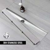 Shower Drain 90 cm, Tilable Shower Channel, Extra Flat, Stainless Steel Floor Drain Complete Set with 360° Siphon Hair Strainer