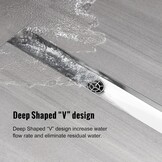 Shower Drain 90 cm, Tilable Shower Channel, Extra Flat, Stainless Steel Floor Drain Complete Set with 360° Siphon Hair Strainer