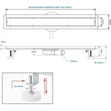 Shower Drain 90 cm, Tilable Shower Channel, Extra Flat, Stainless Steel Floor Drain Complete Set with 360° Siphon Hair Strainer