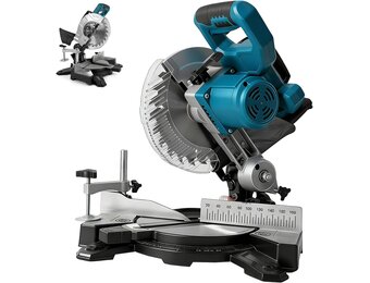 Kap- en verstekzaag voor Makita 18 V accu, professionele afkortzaag, metalen verstekzaag, tafelblad van gegoten aluminium, 0-45° schuine snede, zaagblad van Ø 210 mm (zonder accu)