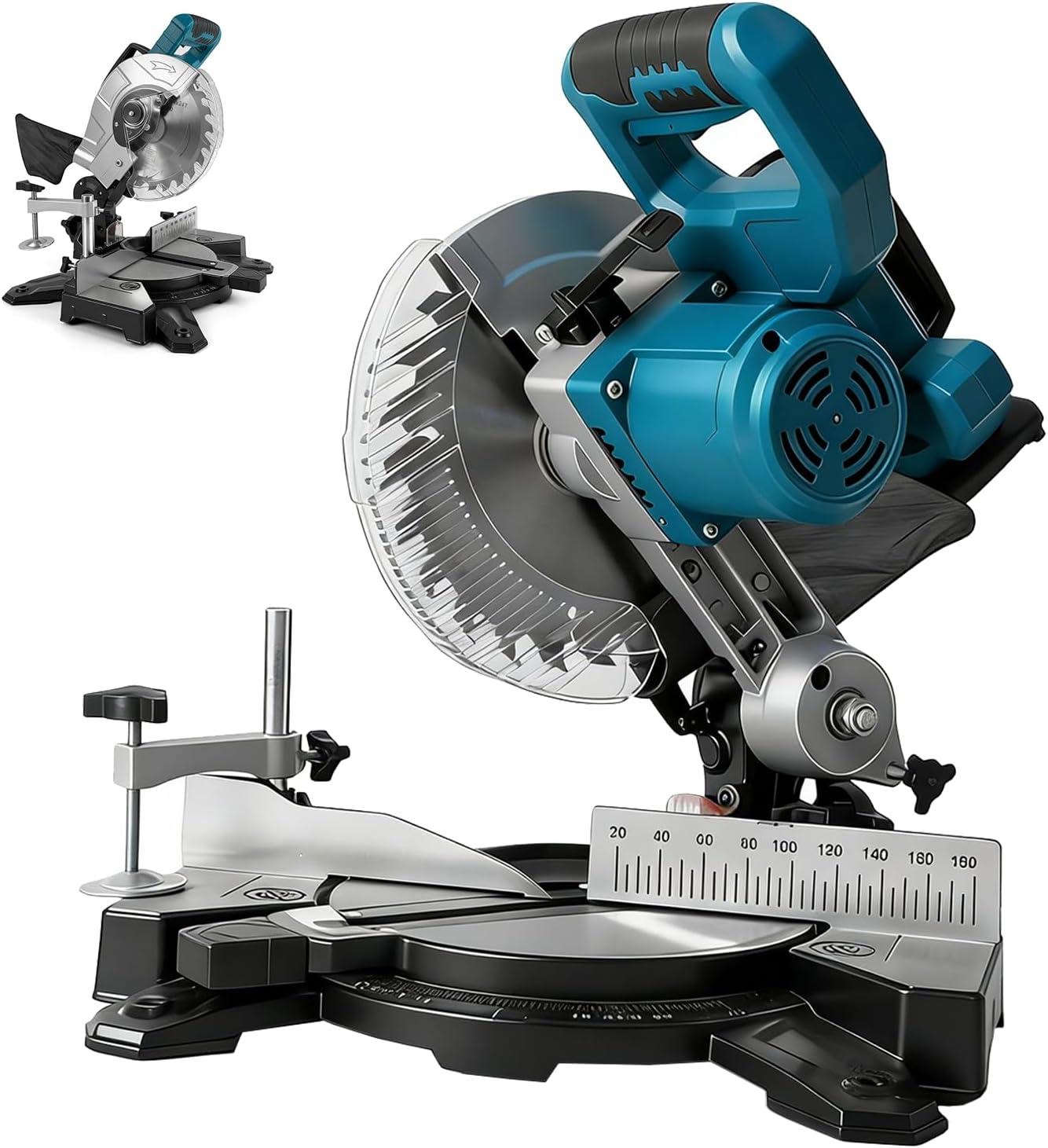 Kap- en verstekzaag voor Makita 18 V accu, professionele afkortzaag, metalen verstekzaag, tafelblad van gegoten aluminium, 0-45° schuine snede, zaagblad van Ø 210 mm (zonder accu)