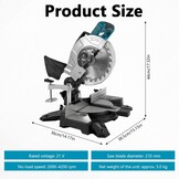 Kap- en verstekzaag voor Makita 18 V accu, professionele afkortzaag, metalen verstekzaag, tafelblad van gegoten aluminium, 0-45° schuine snede, zaagblad van Ø 210 mm (zonder accu)