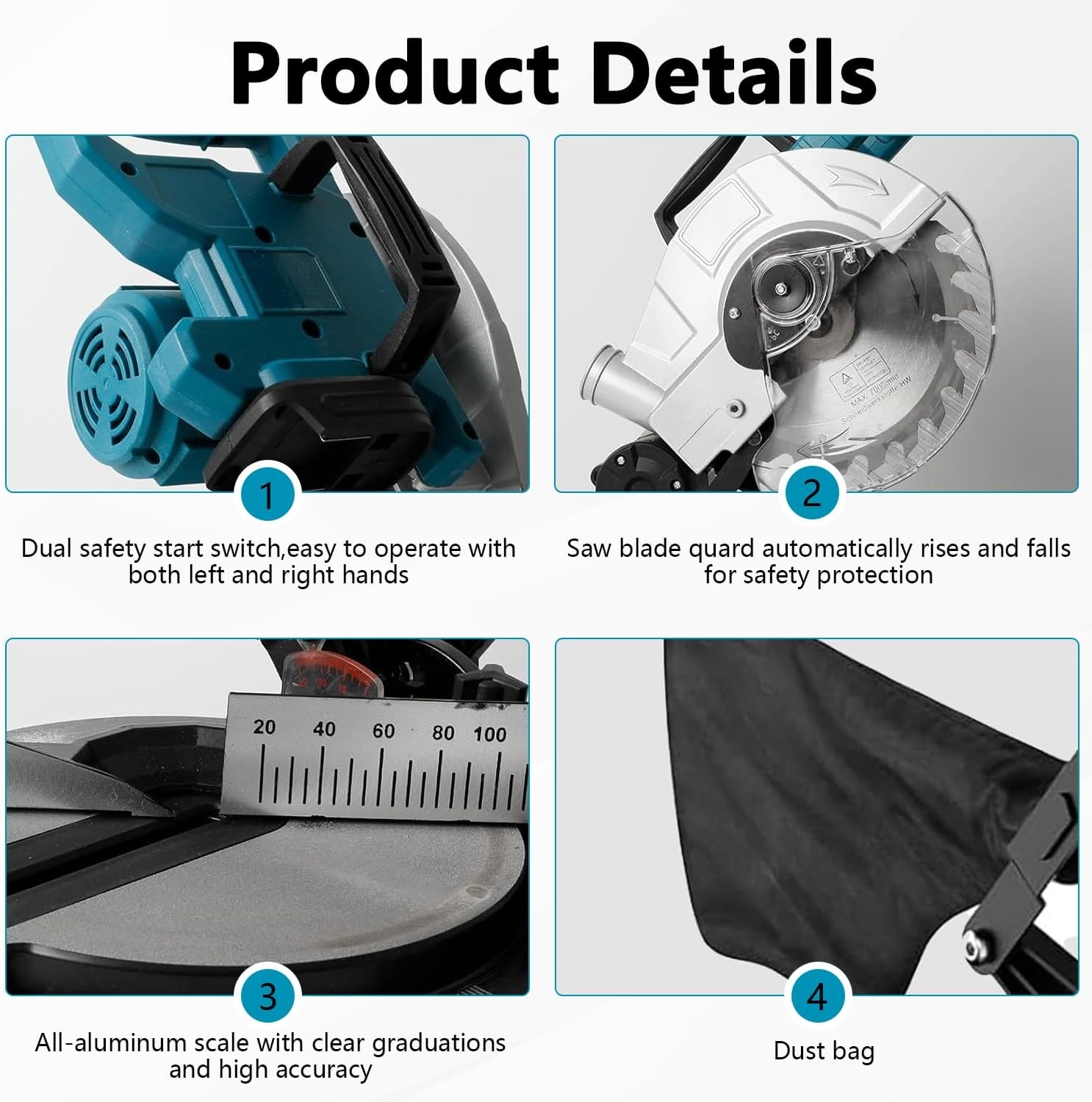 Kap- en verstekzaag voor Makita 18 V accu, professionele afkortzaag, metalen verstekzaag, tafelblad van gegoten aluminium, 0-45° schuine snede, zaagblad van Ø 210 mm (zonder accu)