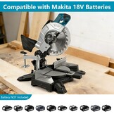 Kap- en verstekzaag voor Makita 18 V accu, professionele afkortzaag, metalen verstekzaag, tafelblad van gegoten aluminium, 0-45° schuine snede, zaagblad van Ø 210 mm (zonder accu)
