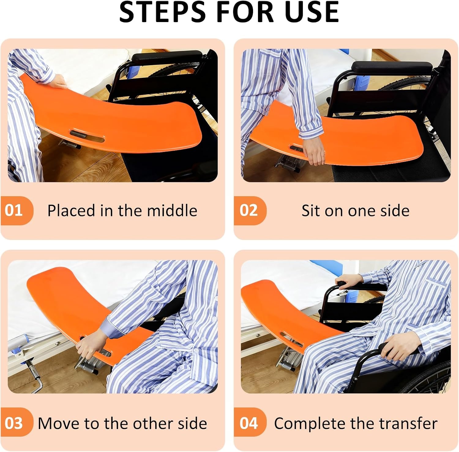 EXLECO Table Transfer 150 kg, Sliding Aid for Shower Chair Elderly, Transfer Patients from Wheelchairs to Bed, Car, for Sick Crane and Bath Seat Bath Adult Bath