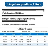 Aiitomg Gordijnroede, extra lengte, douchegordijnstang, zonder boren, uitschuifbaar, telescopische kledingstang, voor badkamer, slaapkamer, zwart, 190-410 cm, doorsnede 32 mm
