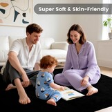 Woonkamertapijt, laagpolig tapijt, woonkamer, decoratie, wollig, zacht, wasbaar en antislip, modern, eenkleurig tapijt voor slaapkamer, kinderkamer, bedmat, 120 x 170 cm, zwart