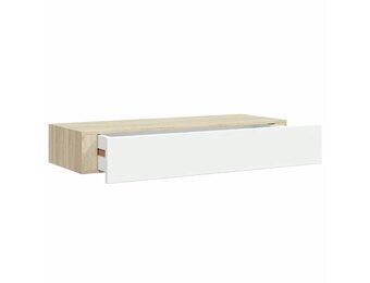 vidaXL Wandschap met lade 60x23,5x10 cm MDF eikenkleurig en wit