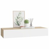 vidaXL Wandschap met lade 60x23,5x10 cm MDF eikenkleurig en wit