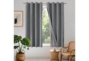 Verduisteringsgordijnen Grijs - 2 stuks - 100% Verduisterend - Linnenlook