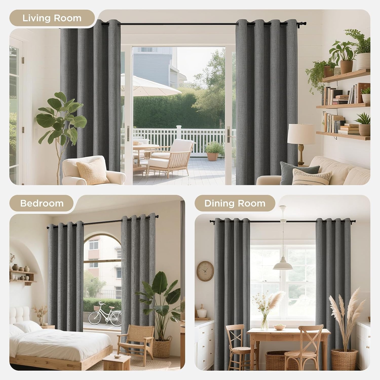 2x Grijze Verduisteringsgordijnen 117x183 cm - 100% Verduisterend met Linnenlook