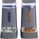 Automatische kattenvoerdispenser en kattenwaterdispenser in set, 2 verpakkingen, automatische hondenvoerdispenser en hondenwaterdispenser, 3,5 l voor kleine, middelgrote en grote honden, huisdieren