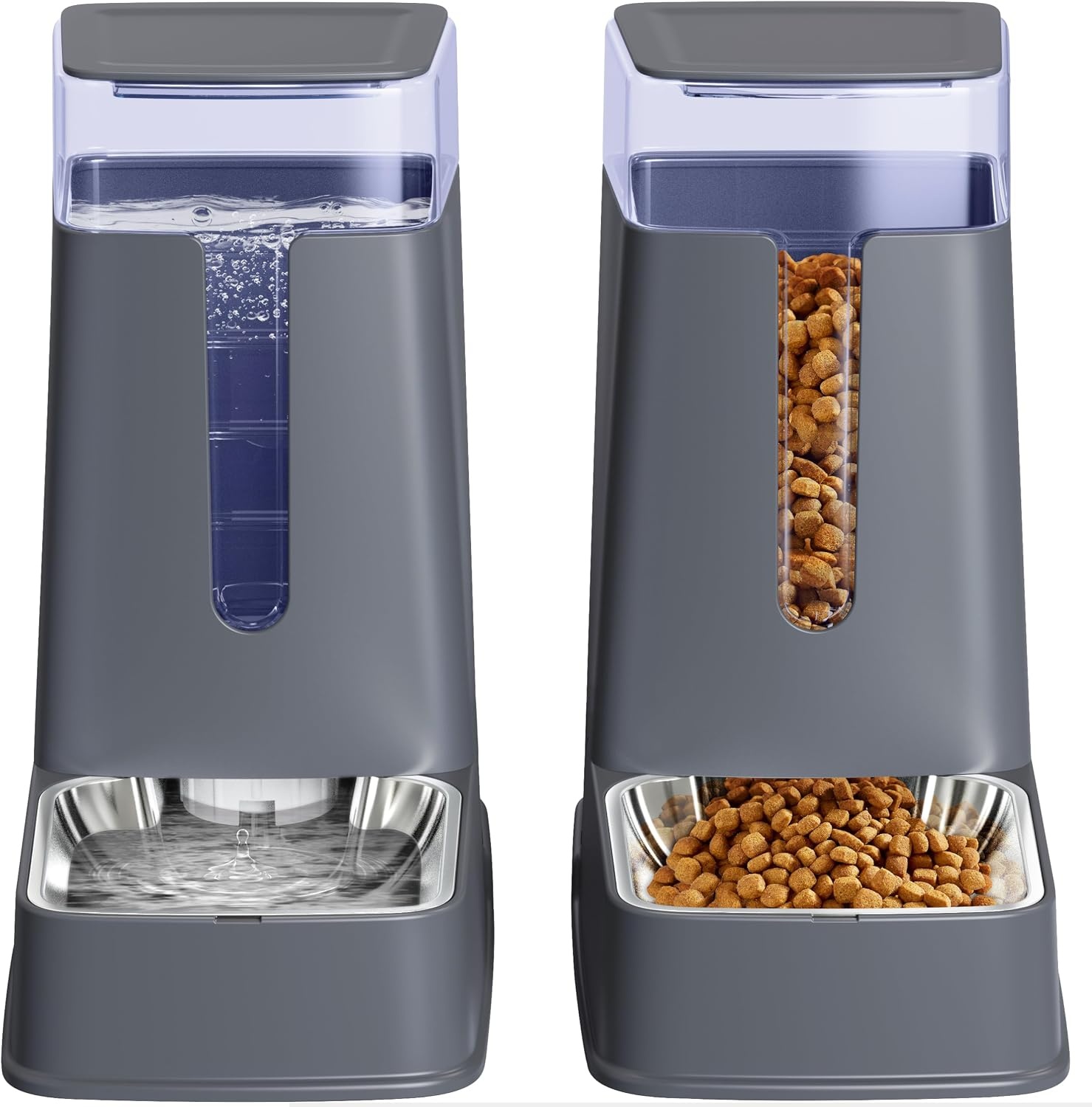 Automatische kattenvoerdispenser en kattenwaterdispenser in set, 2 verpakkingen, automatische hondenvoerdispenser en hondenwaterdispenser, 3,5 l voor kleine, middelgrote en grote honden, huisdieren