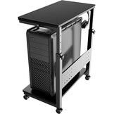 PUTORSEN In Hoogte Verstelbare PC Tower Standaard met 2 Etages, Computer Tower Standaard met Wieltjes en Muismat,ATX-behuizingen tot 40kg/Etage,Printerstandaard voor Thuisbureau, Zwart - Maat 38.5 x 50 x 85 cm